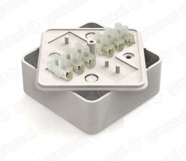 Коробка респределительная для о/п 75х75х28мм с клеммной колодкой ЗВИ-5 (1,5-4мм2) 6 клемм, IP40, цвет -БЕЛЫЙ (80шт) | GE41216-01 | GREENEL