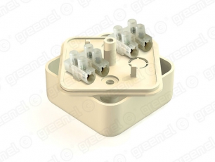 Коробка респределительная для о/п 50х50х20мм с клем. колодкой ЗВИ-3 (1,0-2,5мм2) 4 клеммы, IP40, СЛ. КОСТЬ | GE41206-02 | GREENEL