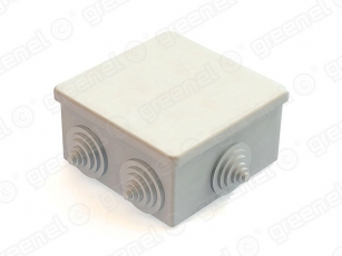 Коробка распределительная наружного монтажа с откидной крышкой, 100х100х50мм, IP54, 8 гермовводов, 4 сальника в комплекте (60шт) | GE41256 | GREENEL