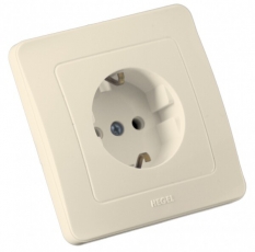 Розетка скрытой установки, одноместная, с заземляющим контактом, цвет слоновая кость | РС16-311-01 | HEGEL
