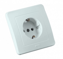 Розетка скрытой установки, одноместная, с заземляющим контактом, со шторкой, цвет белый | РС16-312 | HEGEL