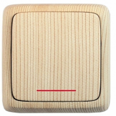 Переключатель открытой установки, одноклавишный, с индикацией, цвет сосна | ВА10-162-02 | HEGEL