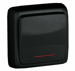 Переключатель открытой установки, одноклавишный, с индикацией, с изолирующей пластиной, цвет черный | ВА10-164-08 | HEGEL