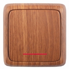 Переключатель открытой установки, одноклавишный, с индикацией, с монтажной пластиной, цвет дуб | ВА10-166-05 | HEGEL