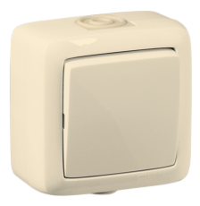 Выключатель открытой установки, одноклавишный, брызгозащищенный, цвет слоновая кость | ВА10-211-01 | HEGEL