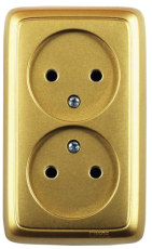 Розетка открытой установки, двухместная, цвет золото | РА16-141-07 | HEGEL