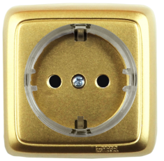 Розетка открытой установки, одноместная, с заземляющим контактом, цвет золото | РА16-171-07 | HEGEL
