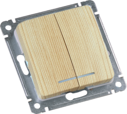 Выключатель скрытой установки, двухклавишный, с индикацией, механизм, цвет сосна | ВС10-452-02 | HEGEL