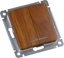 Выключатель скрытой установки, двухклавишный, с индикацией, механизм, цвет дуб | ВС10-452-05 | HEGEL