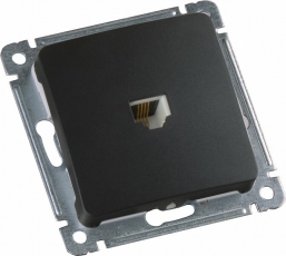 Розетка компьютерная скрытой установки, механизм, цвет черный | РСК-400-08 | HEGEL