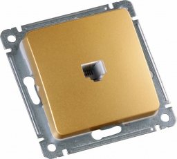 Розетка телефонная скрытой установки, механизм, цвет золото | РСТ-400-07 | HEGEL