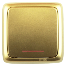 Выключатель открытой установки, одноклавишный, с индикацией, цвет золото | ВА10-112-07 | HEGEL