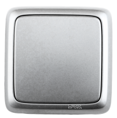 Выключатель открытой установки, одноклавишный, с монтажной пластиной, цвет серебро | ВА10-115-06 | HEGEL