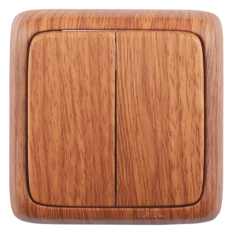 Выключатель открытой установки, двухклавишный, цвет дуб | ВА10-151-05 | HEGEL