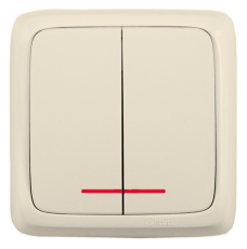 Выключатель открытой установки, двухклавишный, с индикацией, цвет слоновая кость | ВА10-152-01 | HEGEL