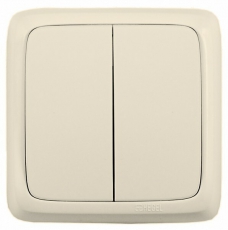 Выключатель открытой установки, двухклавишный, цвет слоновая кость | ВА16-151-01 | HEGEL