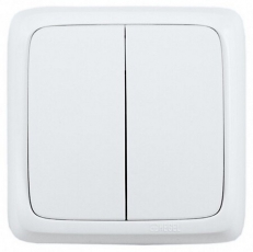 Выключатель открытой установки, двухклавишный, с монтажной пластиной, цвет белый | ВА16-155 | HEGEL