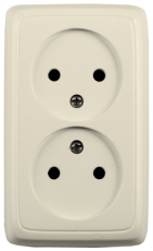 Розетка открытой установки, двухместная, цвет слонова кость | РА16-141-01 | HEGEL