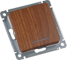 Переключатель скрытой установки, одноклавишный, с индикацией, цвет дуб | ВС16-362-05 | HEGEL