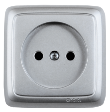 Розетка открытой установки, одноместная, цвет серебро | РА16-101-06 | HEGEL