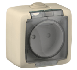 Розетка открытой установки, одноместная, брызгозащищенная, цвет слоновая кость | РА16-201-01 | HEGEL