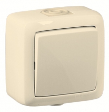 Переключатель открытой установки, одноклавишный, брызгозащищенный, цвет слоновая кость | ВА16-261-01 | HEGEL