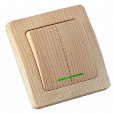 Выключатель скрытой установки, двухклавишный, с индикацией, цвет сосна | ВС10-352-02 | HEGEL