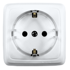 Розетка открытой установки, одноместная, с заземляющим контактом, со шторкой, цвет белый | РА16-172 | HEGEL