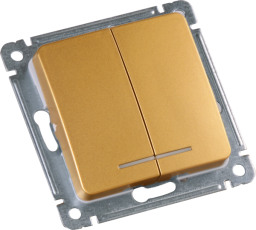 Выключатель скрытой установки, двухклавишный, с индикацией, механизм, цвет золото | ВС10-452-07 | HEGEL