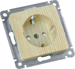 Розетка скрытой установки, одноместная, с заземляющим контактом, со шторкой, механизм, цвет сосна | РС16-412-02 | HEGEL