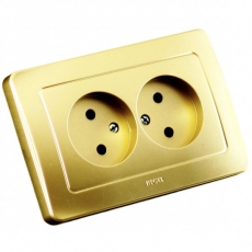 Розетка скрытой установки, двухместная, цвет золото | РС16-341-07 | HEGEL