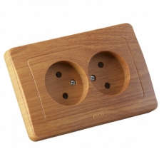 Розетка скрытой установки, двухместная, со шторками, цвет сосна | РС16-342-05 | HEGEL