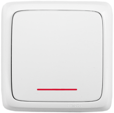 Выключатель открытой установки, одноклавишный, с индикацией, цвет белый | ВА10-112 | HEGEL