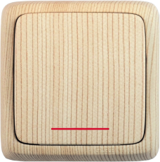 Выключатель открытой установки, одноклавишный, с индикацией, с изолирующей пластиной, цвет сосна | ВА10-114-02 | HEGEL