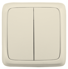 Выключатель открытой установки, двухклавишный, цвет слоновая кость | ВА10-151-01 | HEGEL