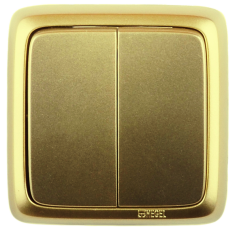 Выключатель открытой установки, двухклавишный, цвет золото | ВА10-151-07 | HEGEL