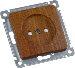 Розетка скрытой установки, одноместная, со шторкой, механизм, цвет дуб | РС16-402-05 | HEGEL
