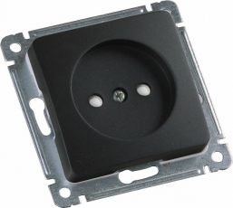 Розетка скрытой установки, одноместная, со шторкой, механизм, цвет черный | РС16-402-08 | HEGEL