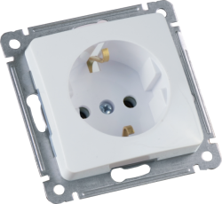Розетка скрытой установки, одноместная, с заземляющим контактом, механизм, цвет белый | РС16-411 | HEGEL
