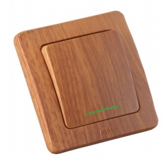 Выключатель скрытой установки, одноклавишный, с индикацией, цвет дуб | ВС16-312-05 | HEGEL