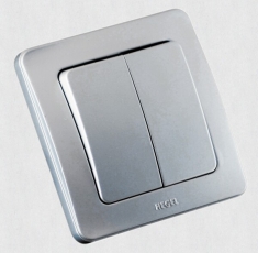 Выключатель скрытой установки, двухклавишный, цвет серебро | ВС16-351-06 | HEGEL