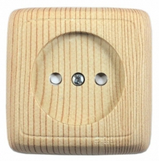 Розетка открытой установки, одноместная, со шторкой, цвет сосна | РА16-102-02 | HEGEL