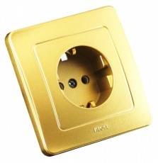 Розетка скрытой установки, одноместная, с заземляющим контактом, цвет золото | РС16-311-07 | HEGEL