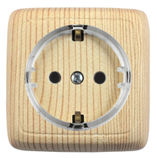 Розетка открытой установки, одноместная, с заземляющим контактом, цвет сосна | РА16-171-02 | HEGEL