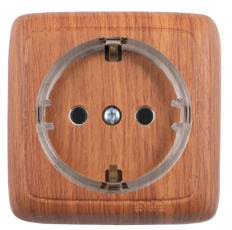 Розетка открытой установки, одноместная, с заземляющим контактом, цвет дуб | РА16-171-05 | HEGEL