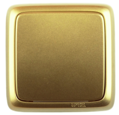 Выключатель открытой установки, одноклавишный, с монтажной пластиной, цвет золото | ВА10-115-07 | HEGEL