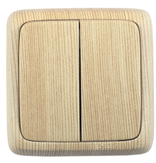 Выключатель открытой установки, двухклавишный, цвет сосна | ВА10-151-02 | HEGEL