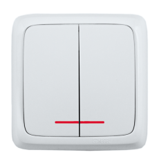 Выключатель открытой установки, двухклавишный, с индикацией, цвет белый | ВА10-152 | HEGEL