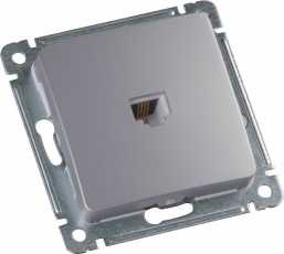 Розетка компьютерная скрытой установки, механизм, цвет серебро | РСК-400-06 | HEGEL