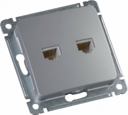 Розетка компьютерная скрытой установки, механизм, цвет серебро | РСКК-440-06 | HEGEL